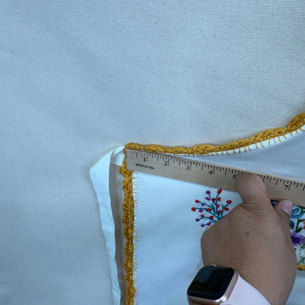 Handmade Vintage Floral Embroidered Apron OS White Cottagecore Boho Retro